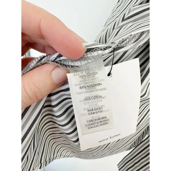 Calvin Klein Striped Shirt Dress 100% Cotton White and Gray Size 14 - Picture 11 of 12